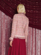 Solace Fringe Tweed Jacket, Multi Pink