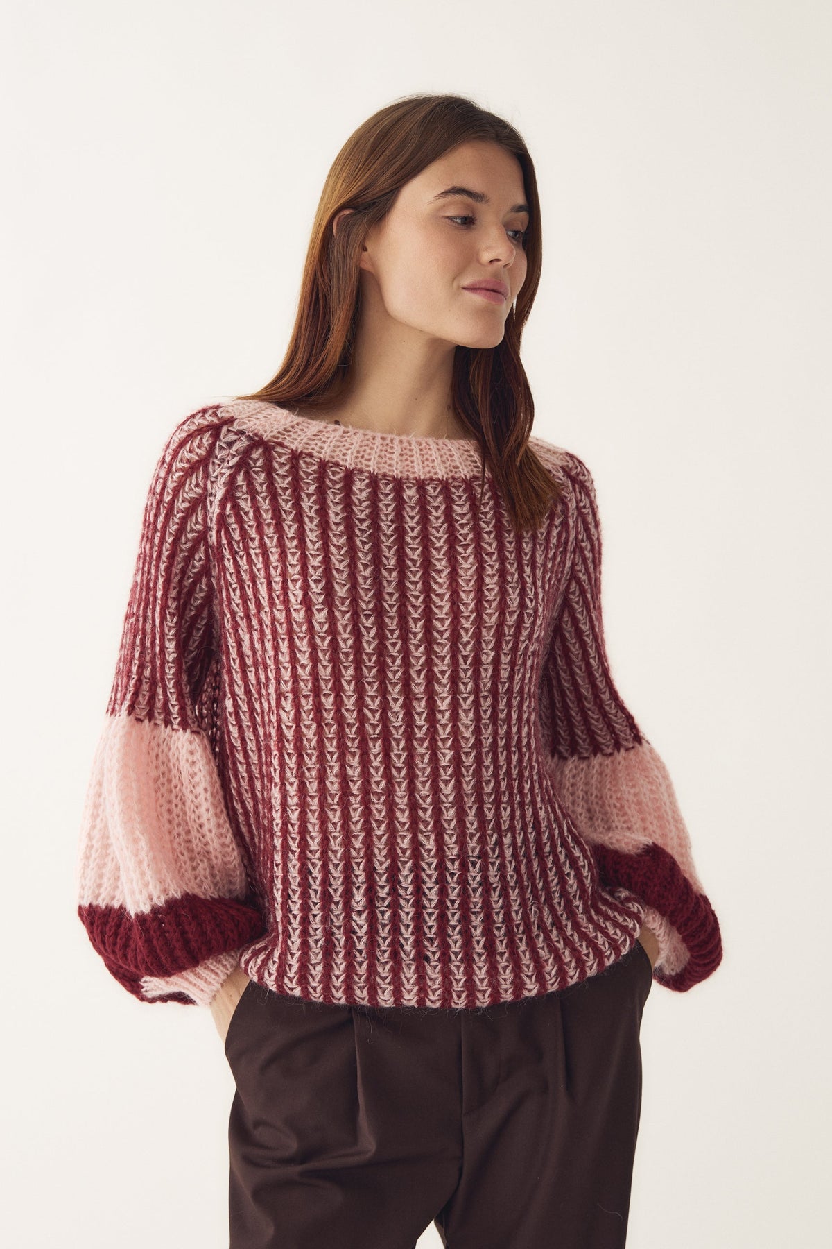Liana Knit Sweater, Rust Blush Combo