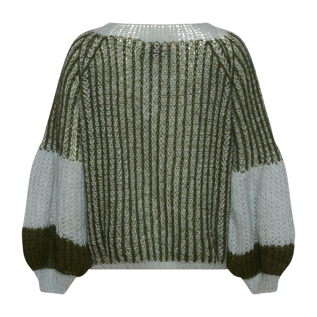 Liana Knit Sweater, Light Blue/Army
