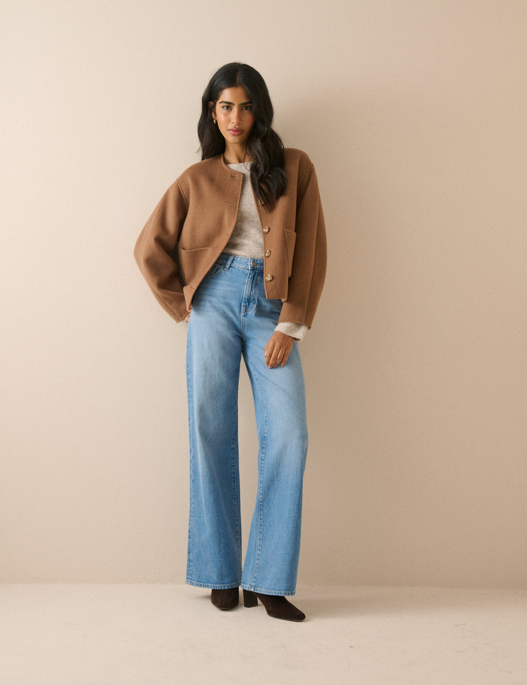 Tie Neck Jacket, Camel