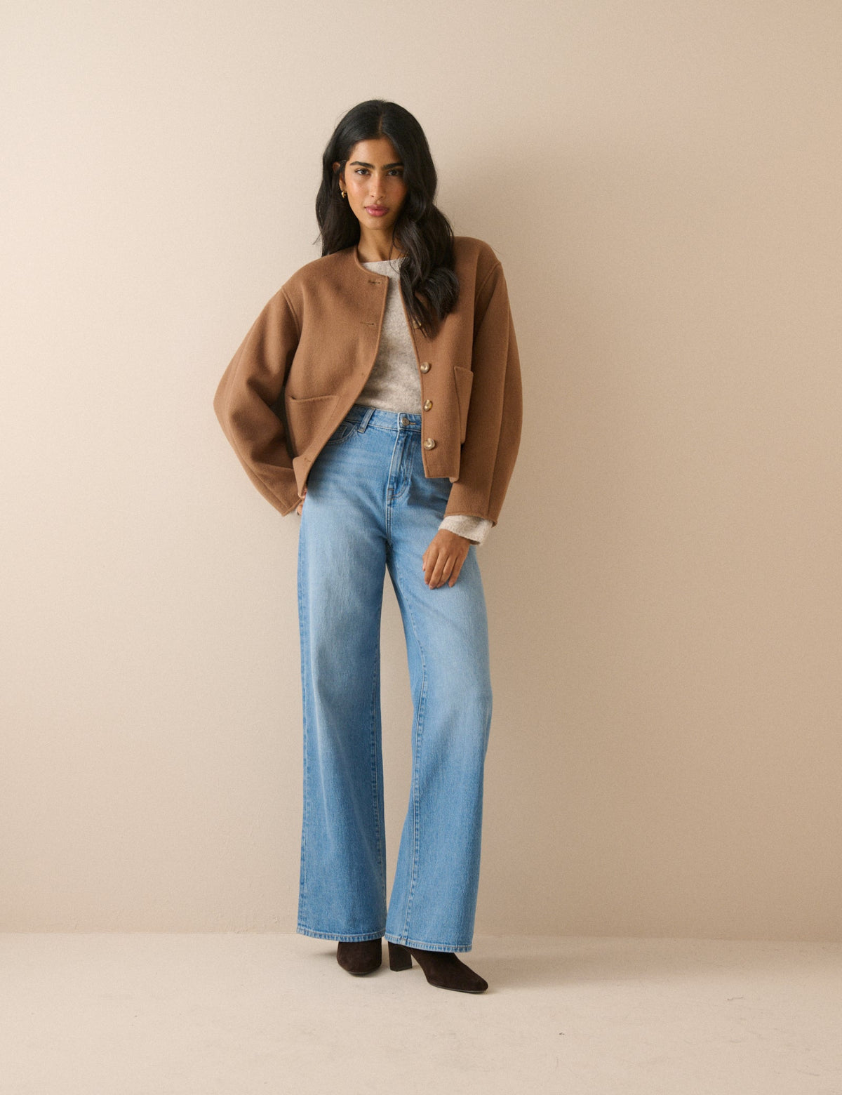 Tie Neck Jacket, Camel