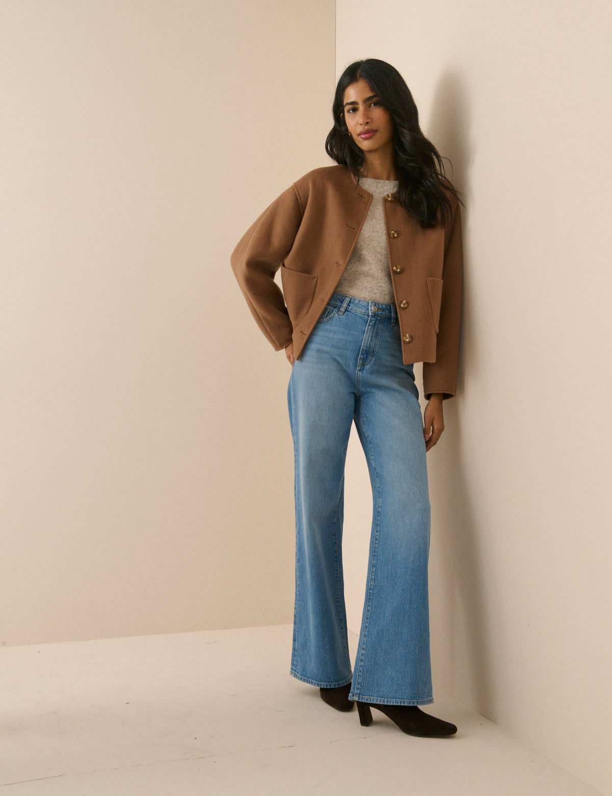 Tie Neck Jacket, Camel