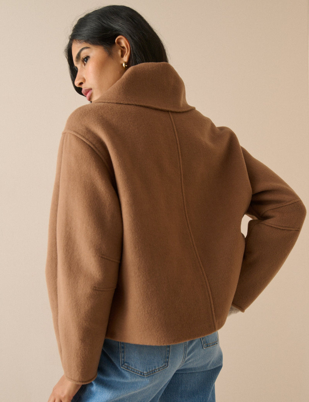 Tie Neck Jacket, Camel