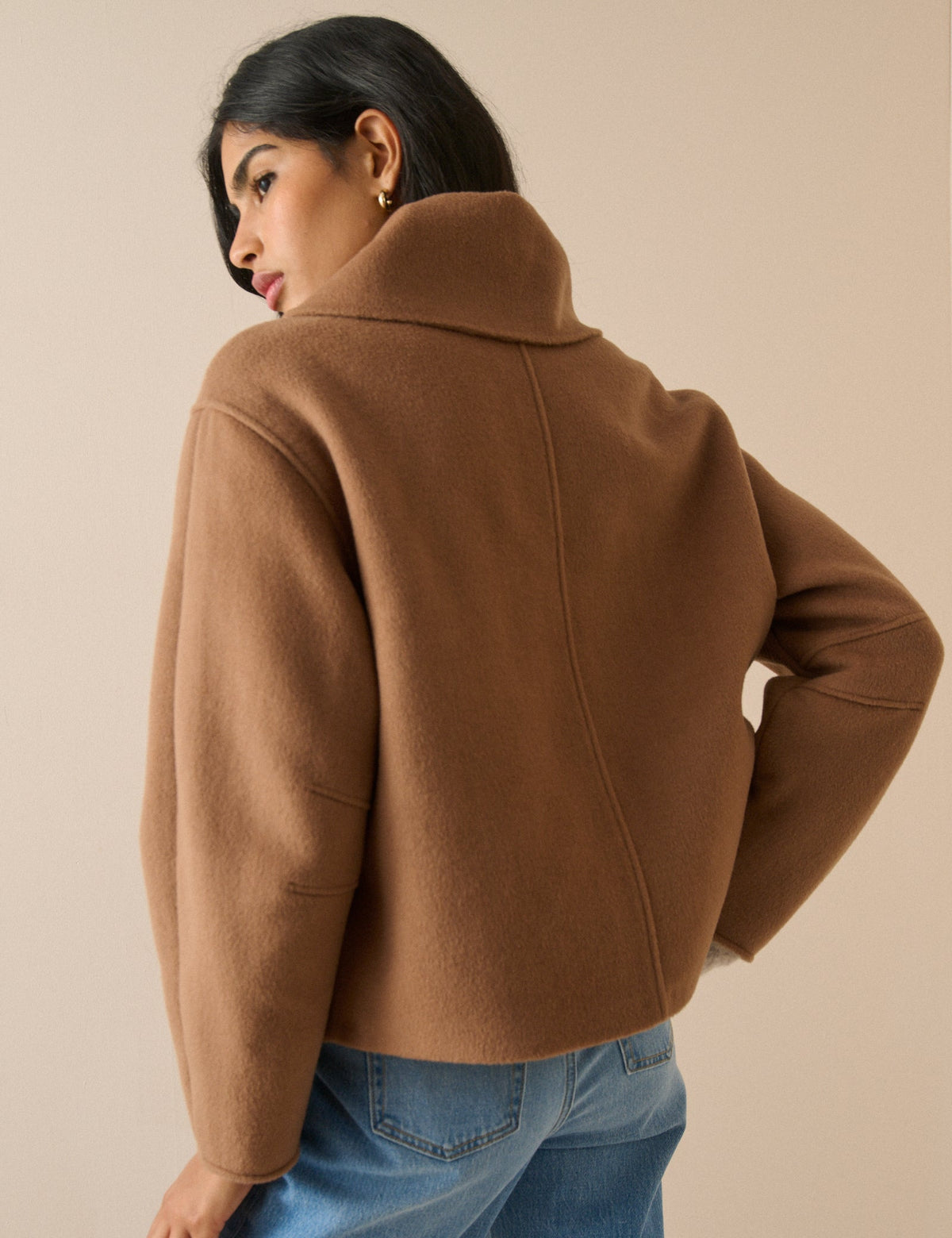 Tie Neck Jacket, Camel