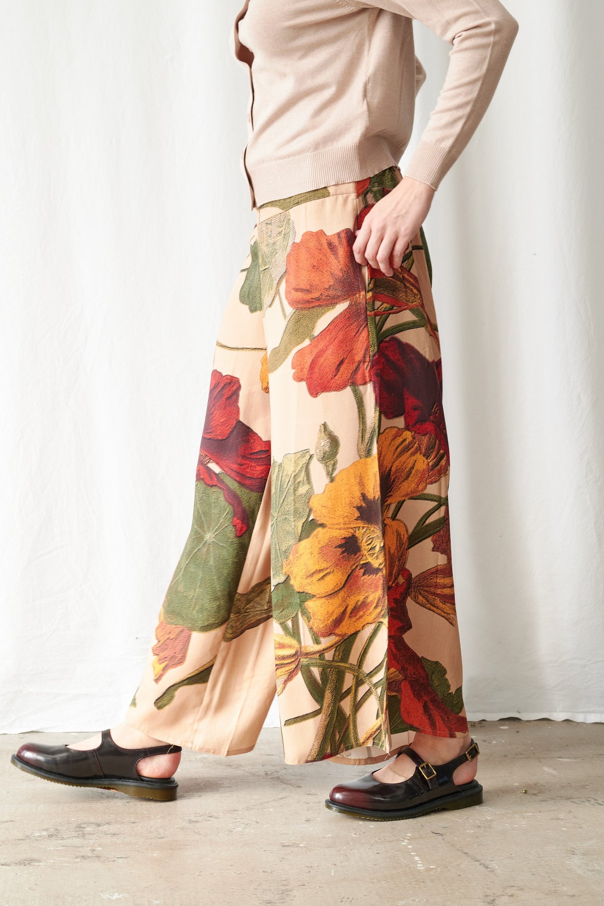 Nasturtium Fawn Palazzo Pants - on model detail