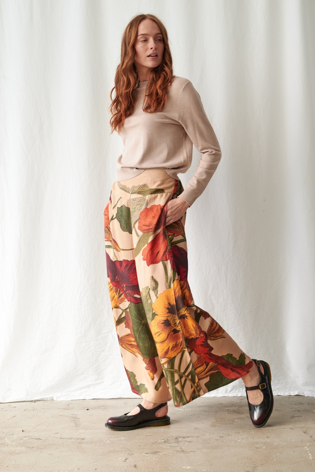 Nasturtium Fawn Palazzo Pants - print detail