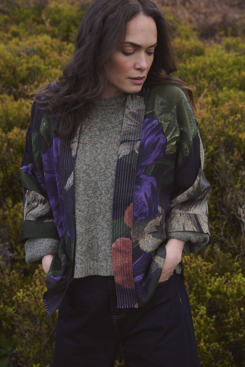 Nasturtium Black Wool Kimono
