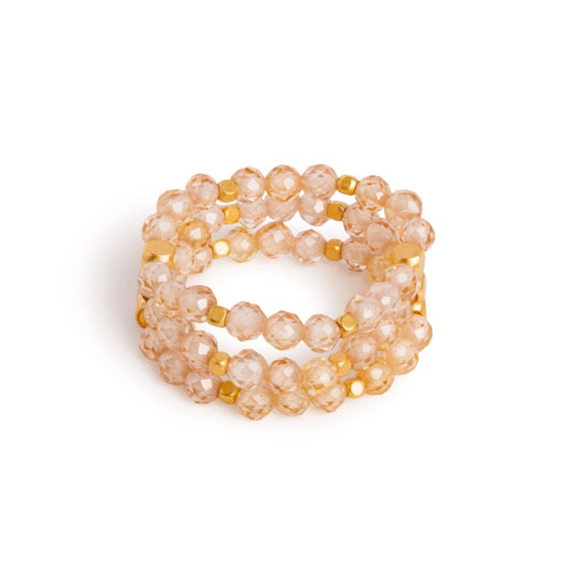 Stone Dot Ring, Champagne Quartz