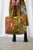 Rhodoleia Gold Canvas Quilted Tote Bag