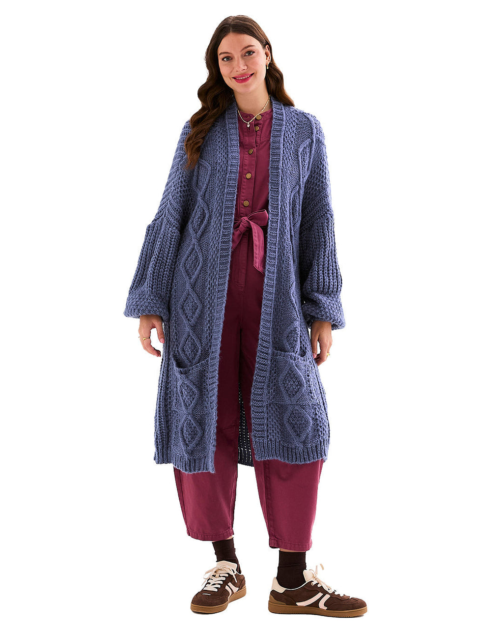Stevie Maxi Cardigan, Denim Blue
