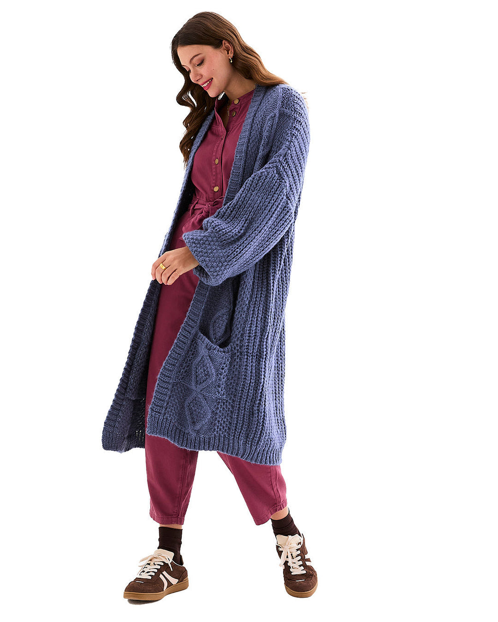 Stevie Maxi Cardigan, Denim Blue
