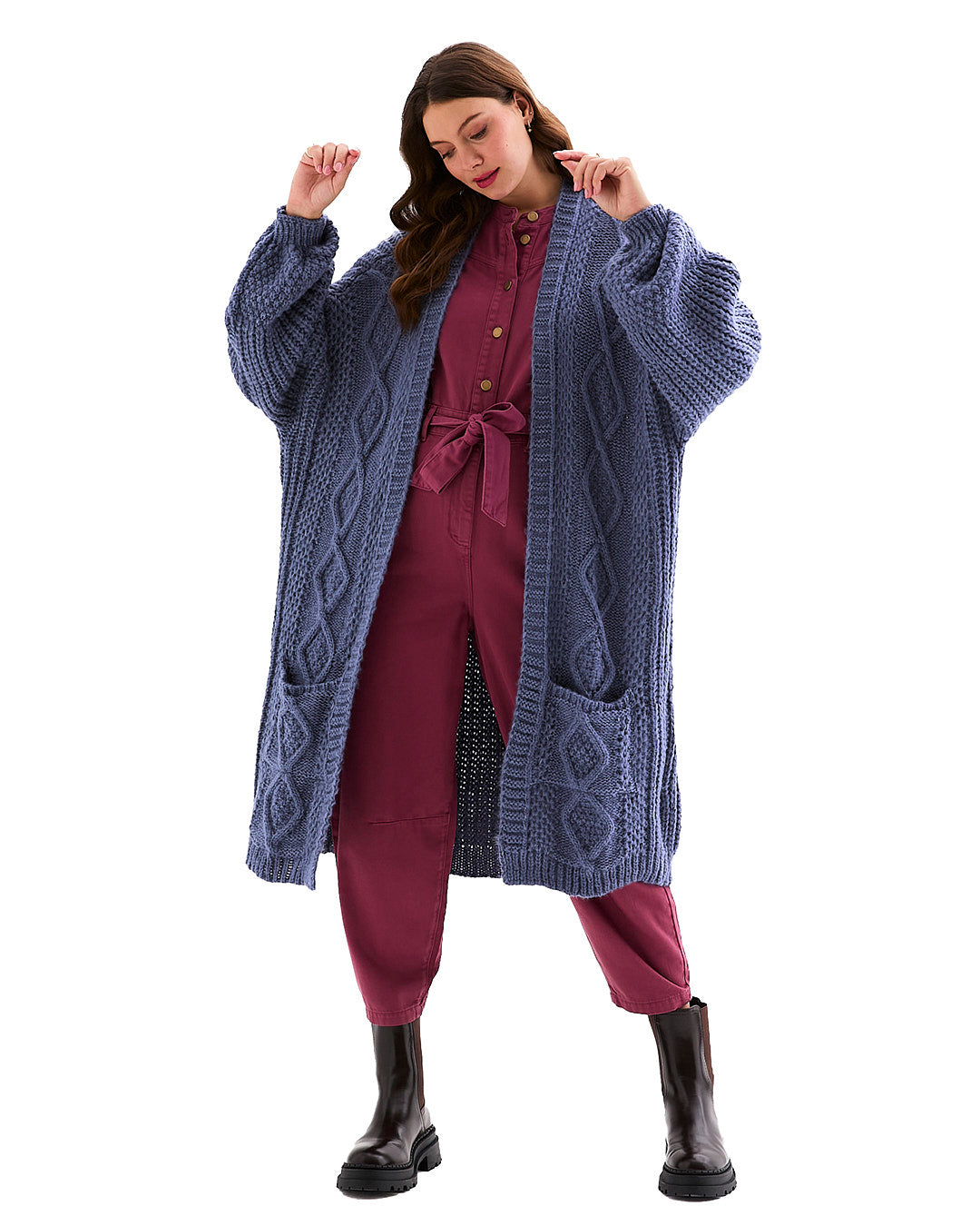 Stevie Maxi Cardigan, Denim Blue