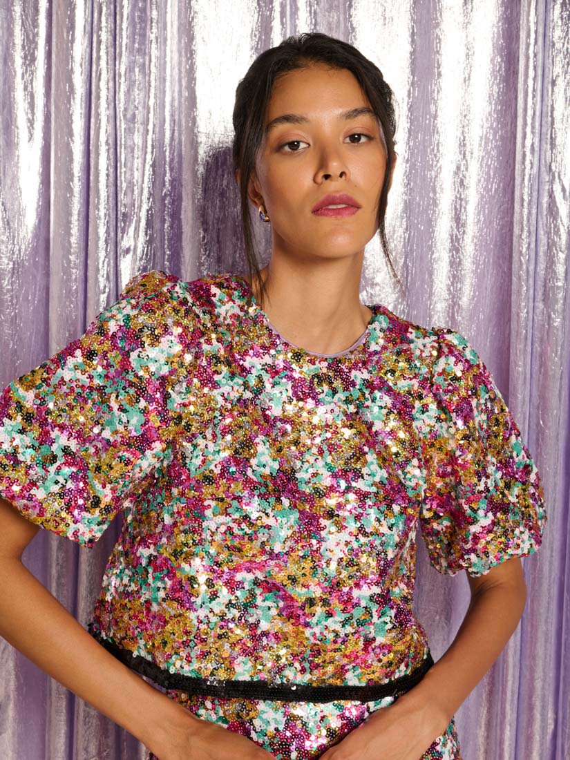 Samantha Sequin Top, Multicolour