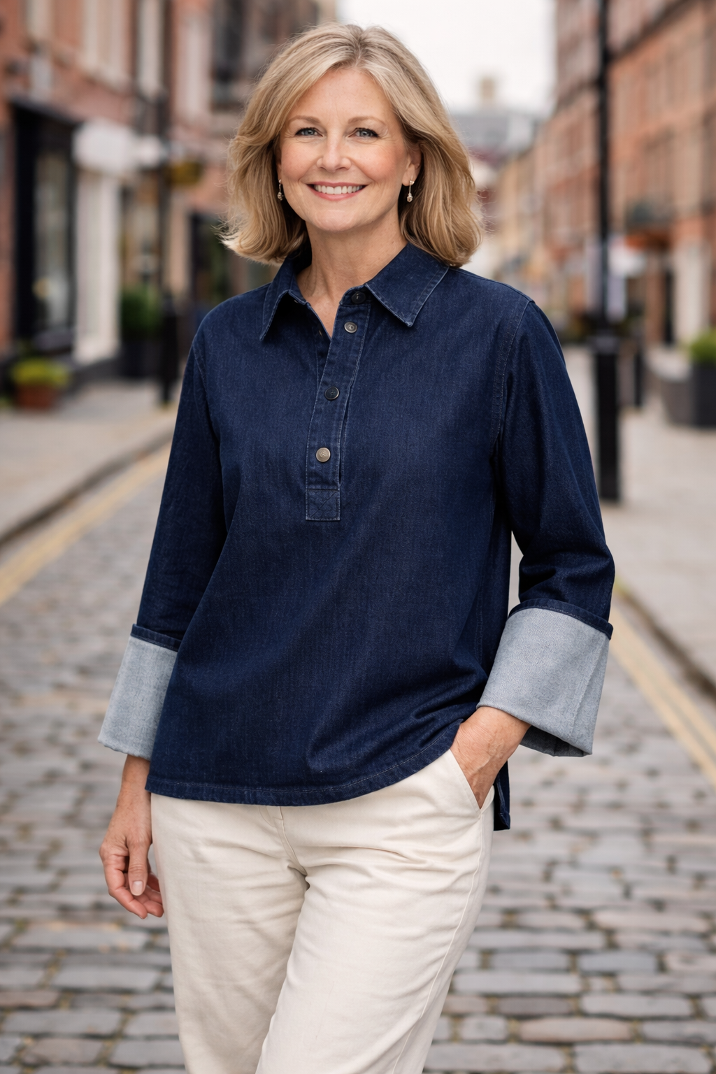 Abina Boxy Blouse, Indigo