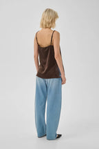 Brenda Lace Long Top, Dark Brown