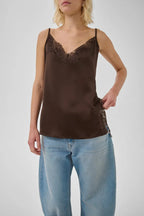 Brenda Lace Long Top, Dark Brown
