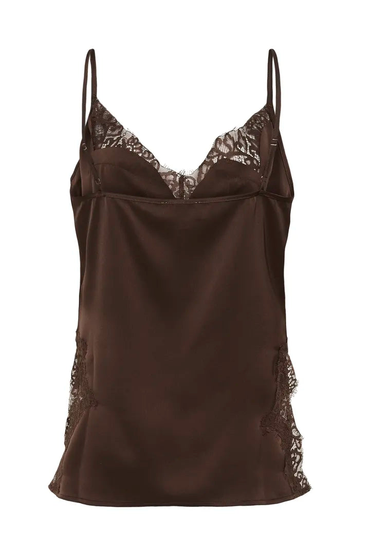 Brenda Lace Long Top, Dark Brown