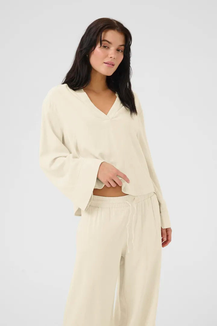 Dias Blouse, Almond Milk Melange