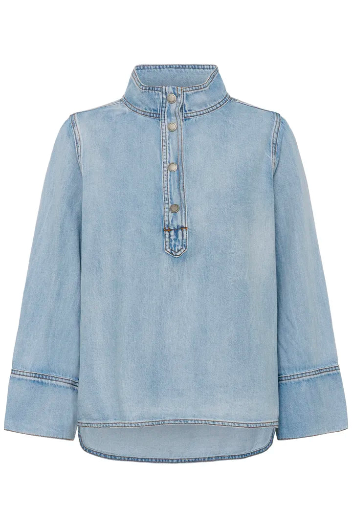 Hilma Boxy Blouse, Light Blue Wash