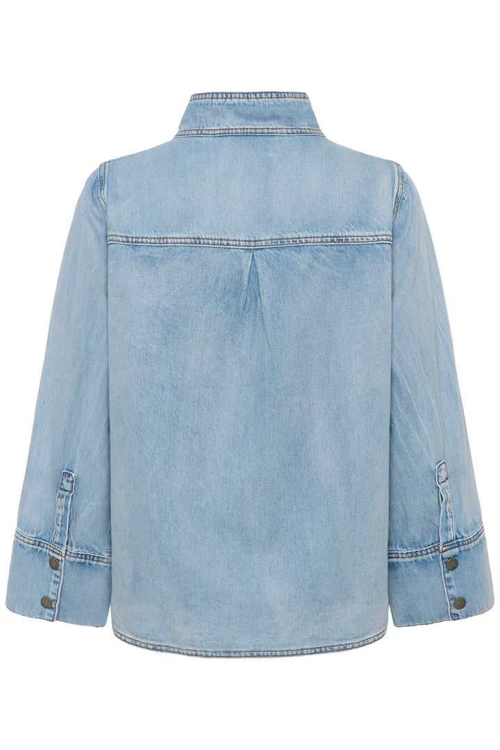 Hilma Boxy Blouse, Light Blue Wash