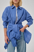 Ilse Boxy Shirt, Clear Blue Check