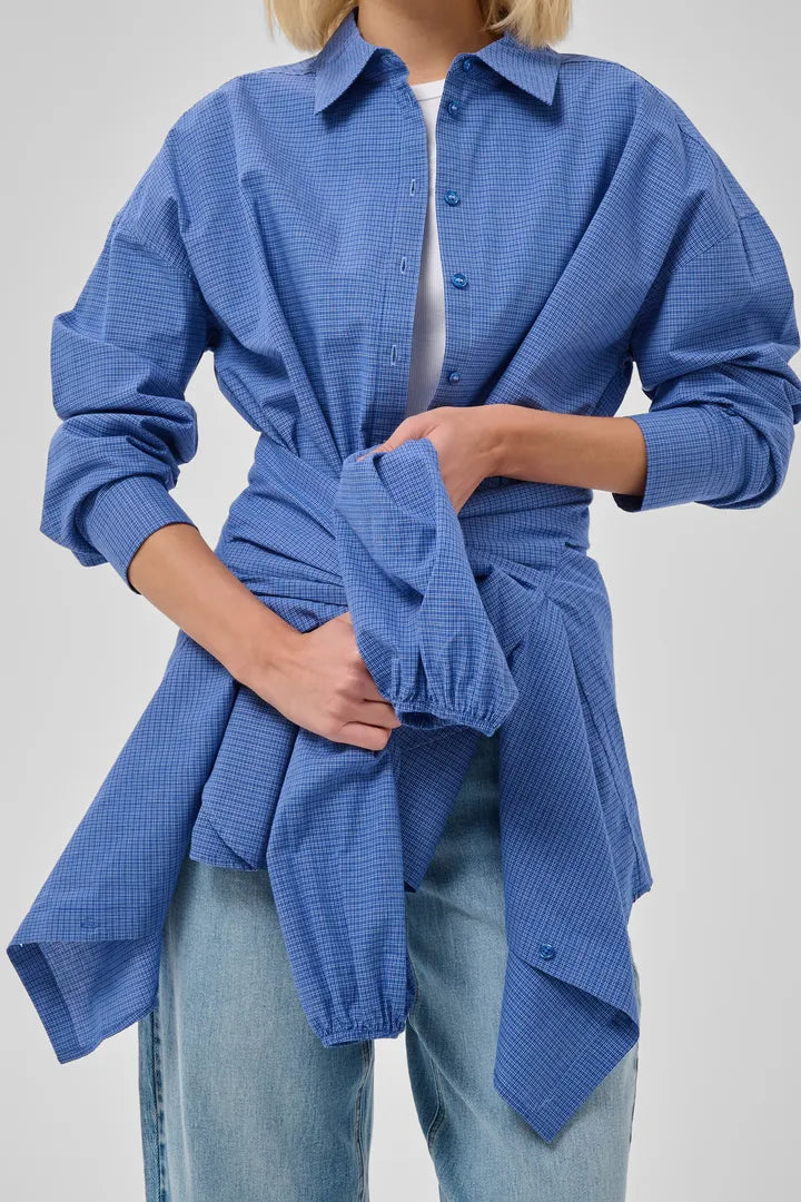 Ilse Boxy Shirt, Clear Blue Check