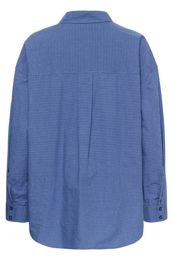 Ilse Boxy Shirt, Clear Blue Check