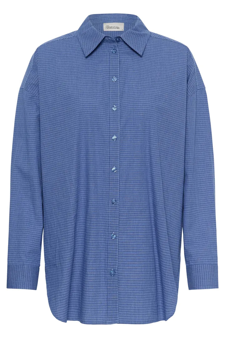 Ilse Boxy Shirt, Clear Blue Check