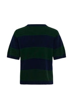 Jola Short Sleeved Knit Pullover, Douglas Green & Navy Stripe