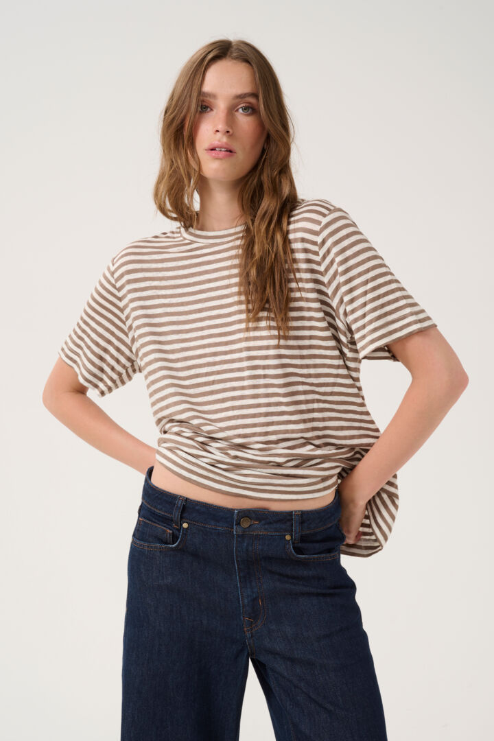 Lisa Striped Tee, Major Brown Stripe
