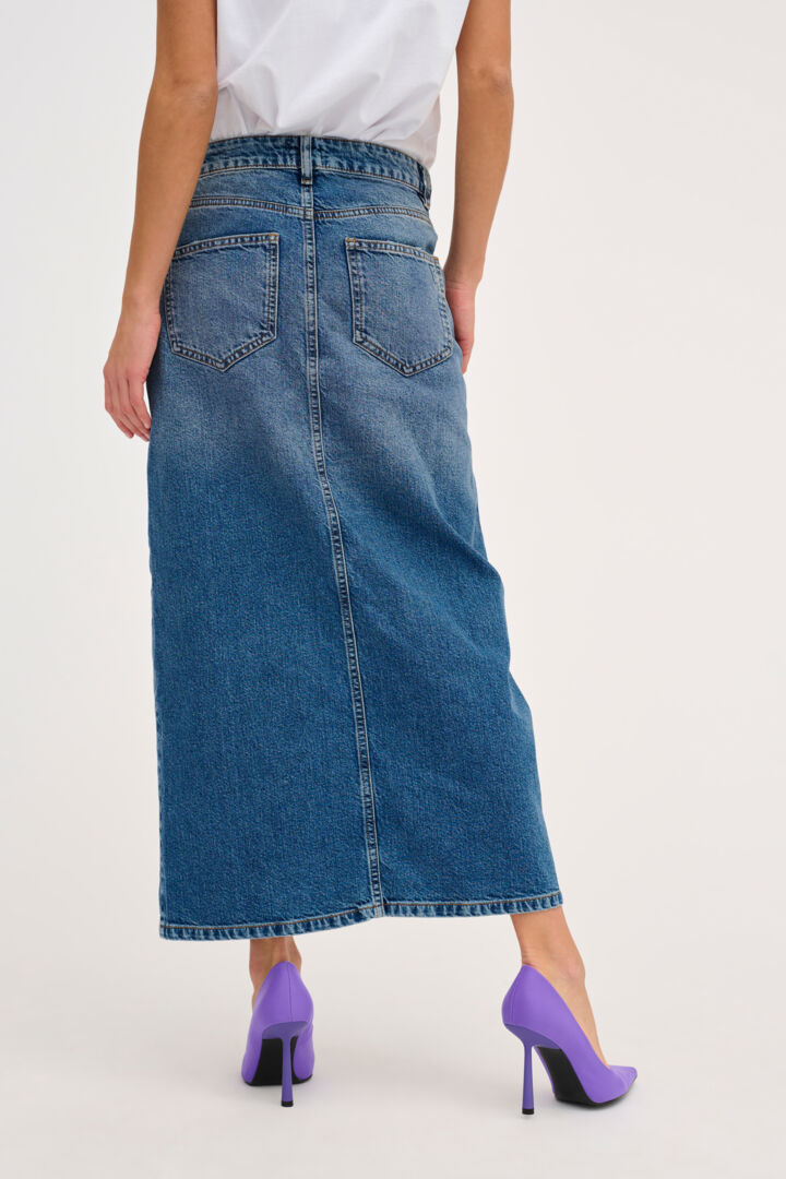 Louis Wrap Skirt, Medium Blue Retro Wash