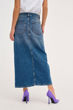 Louis Wrap Skirt, Medium Blue Retro Wash