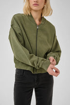 Meta Short Sweat Jacket, Olive Night Wash