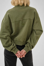 Meta Short Sweat Jacket, Olive Night Wash