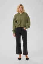 Meta Short Sweat Jacket, Olive Night Wash