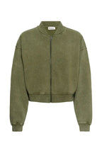 Meta Short Sweat Jacket, Olive Night Wash