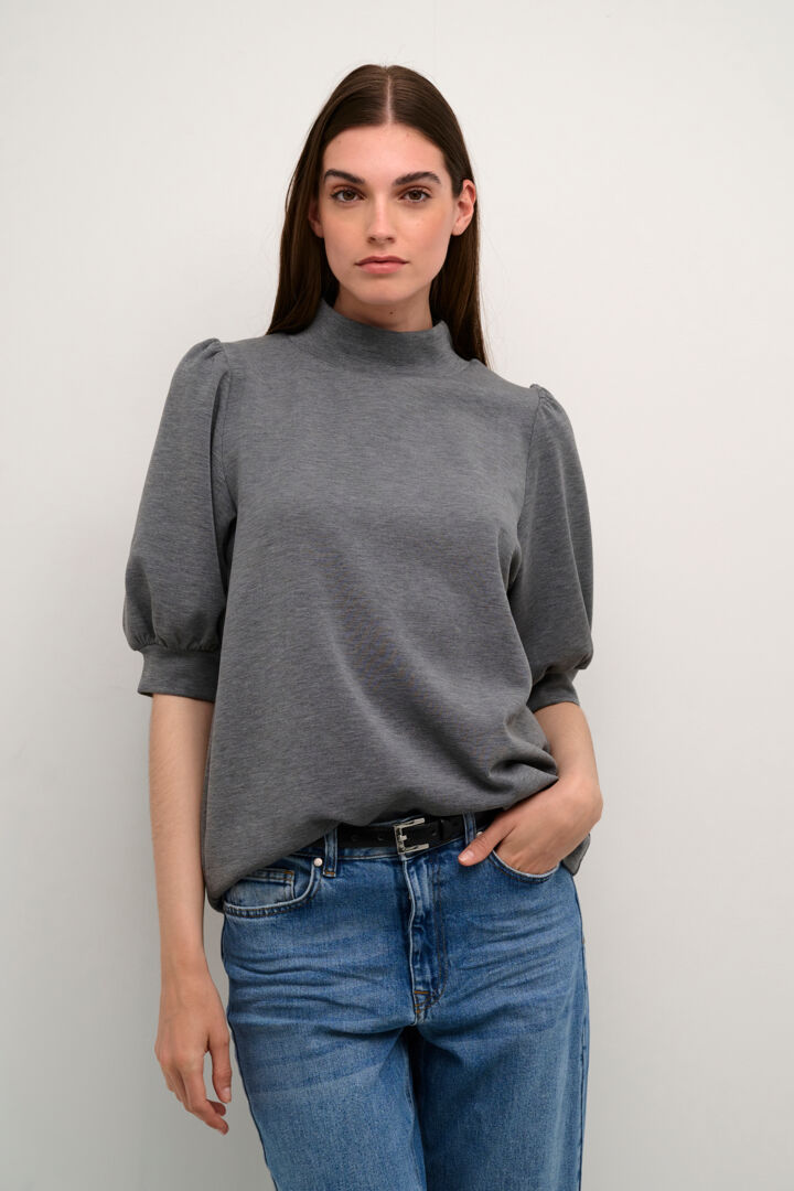 The Puff Blouse, Dark Grey Melange