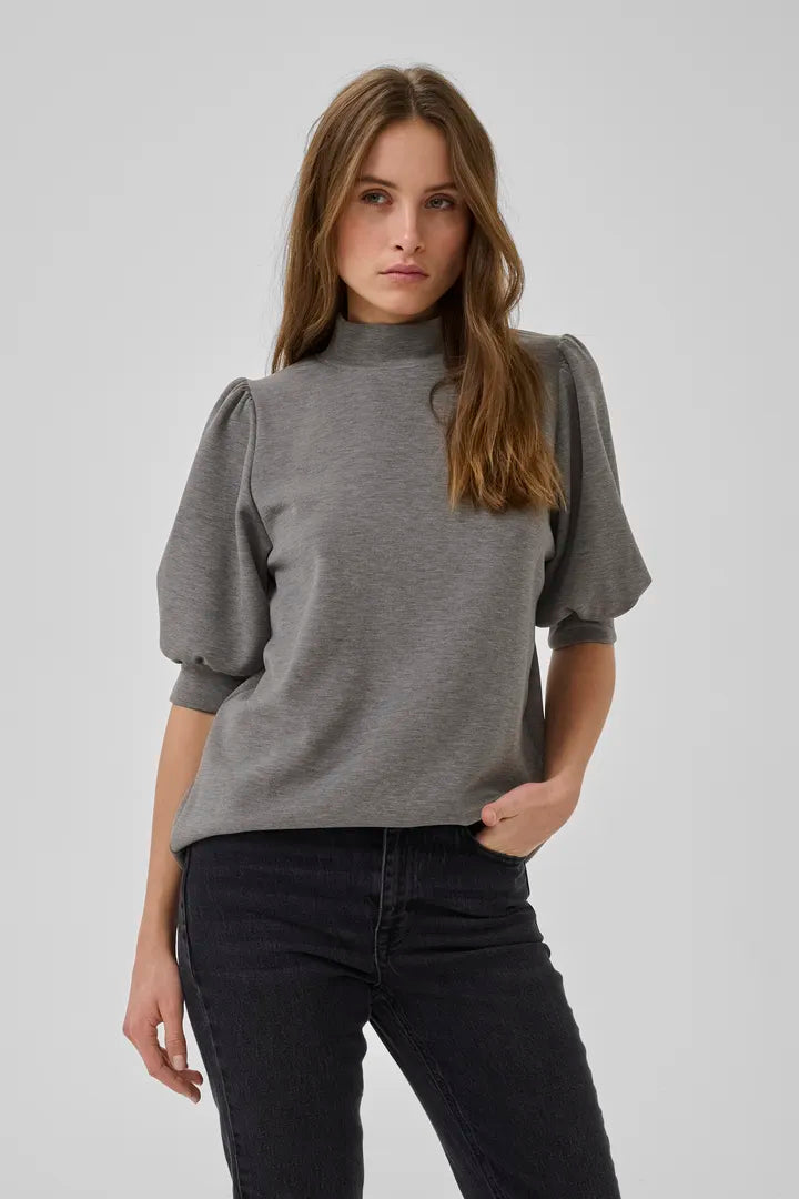 The Puff Blouse, Dark Grey Melange