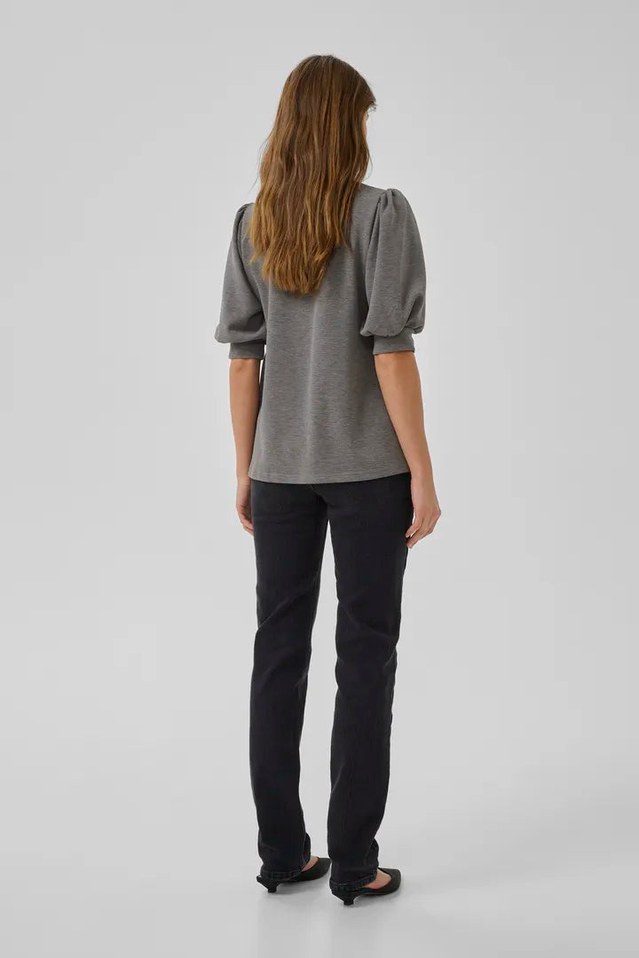 The Puff Blouse, Dark Grey Melange