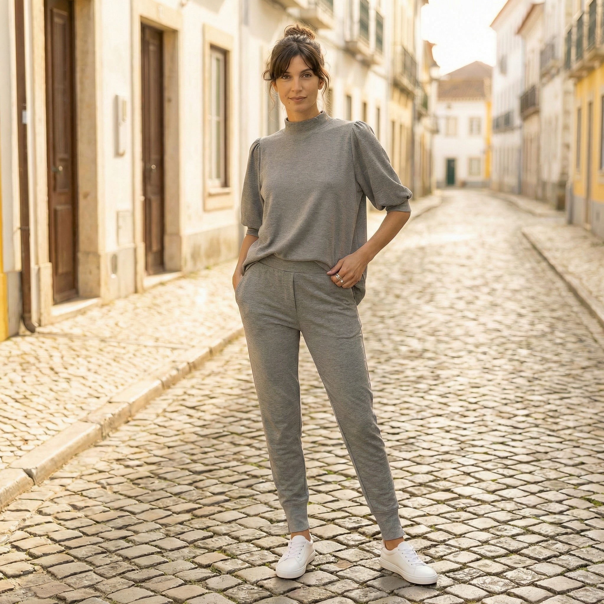 The Puff Blouse, Dark Grey Melange