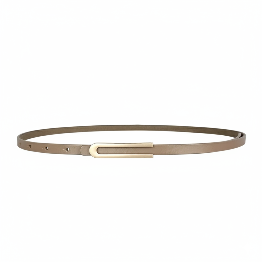 Celine Slim Belt, Taupe Leather