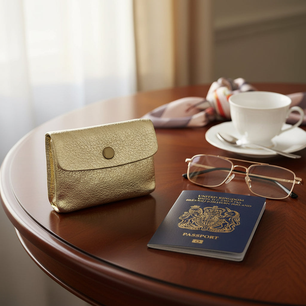 Leather Coin Purse, Gold