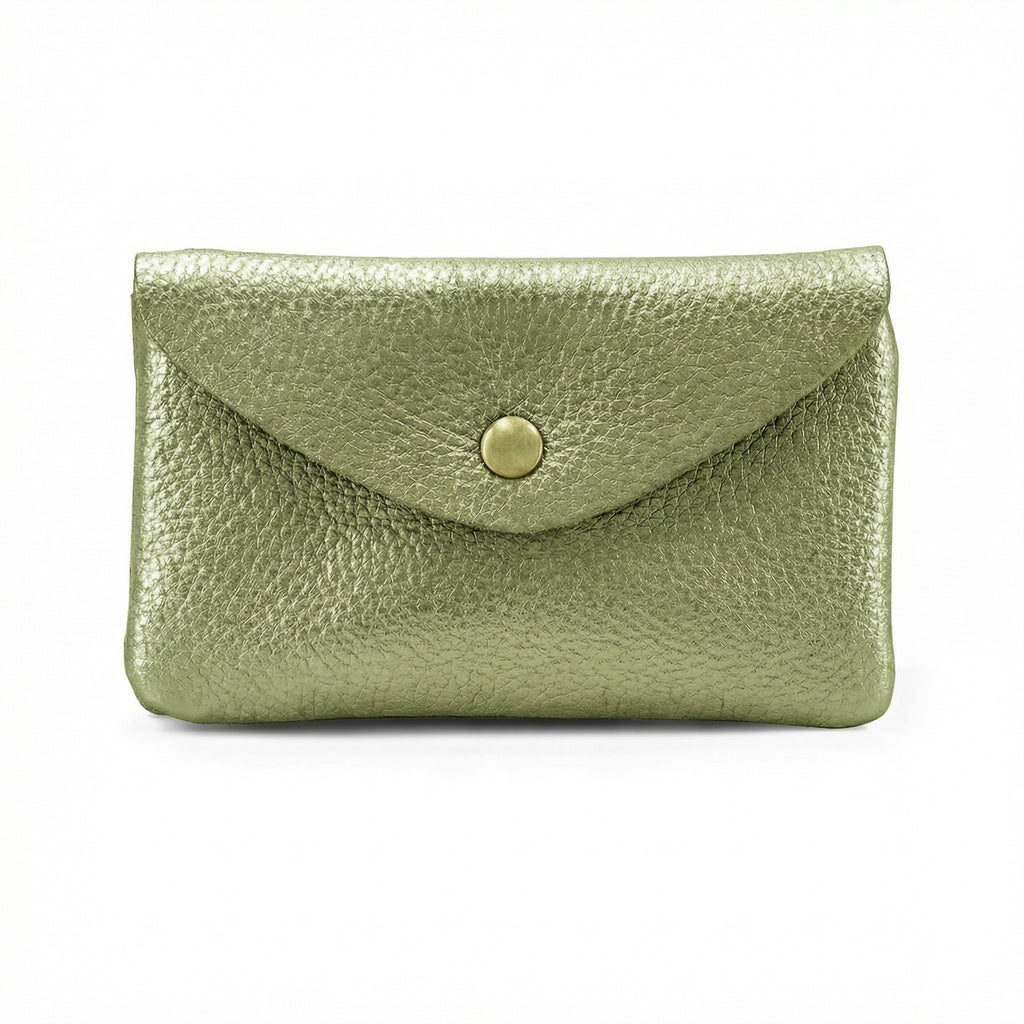 Large Button Purse, Metallic Khaki