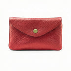 Large Button Purse, Metallic Red