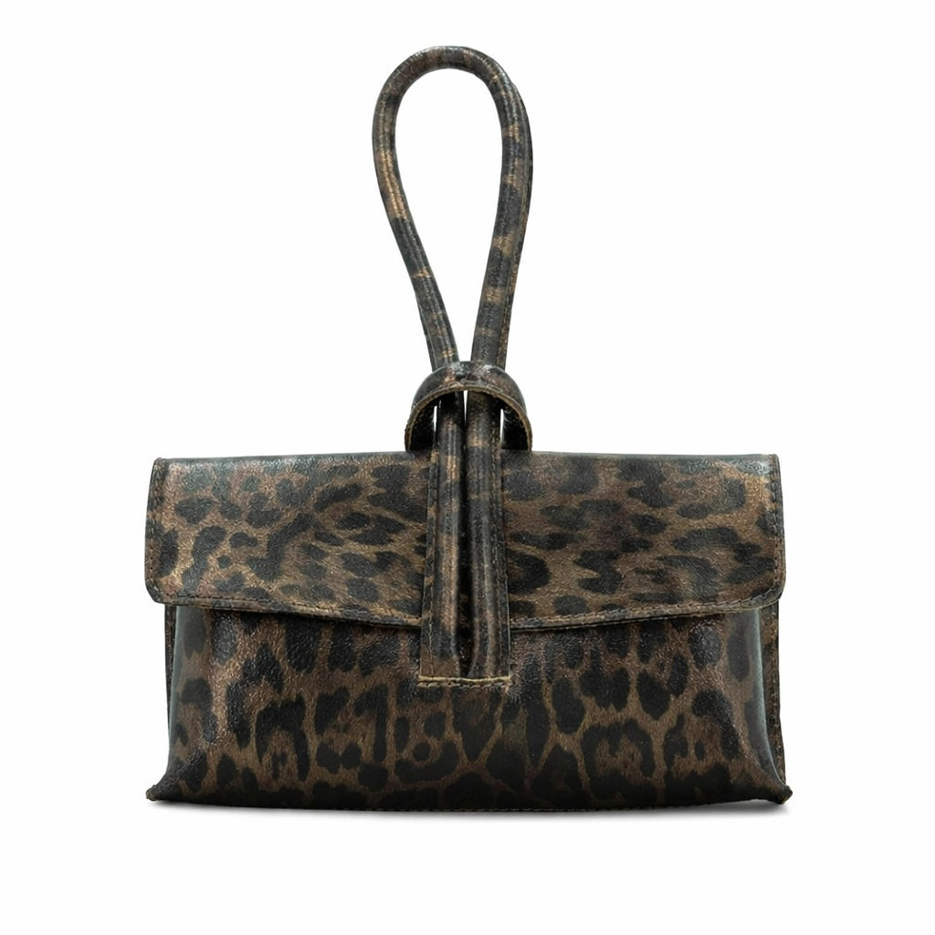 Leather Loop Bag, Brown Animal print