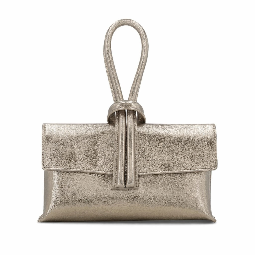 Metallic Leather Loop Bag, Bronze