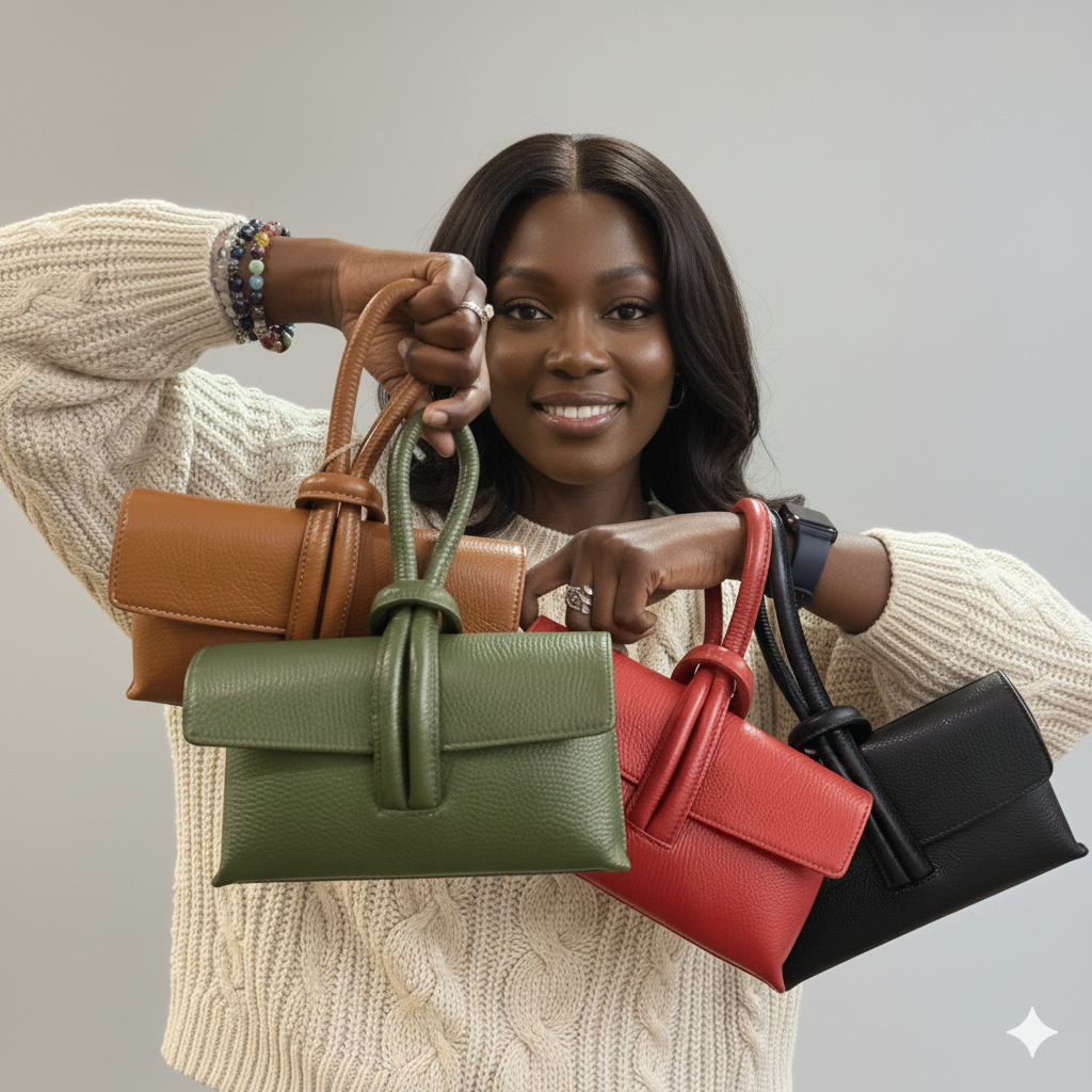 Leather Loop Bag, Olive Green