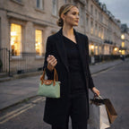 Peggy Longchamps-style Bag, Biscuit/Sage Green