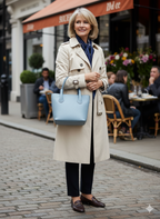 Melanie Mini Bucket Bag, Soft Blue - full grain leather