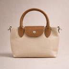 Peggy Longchamps-style Bag, Biscuit/Nude